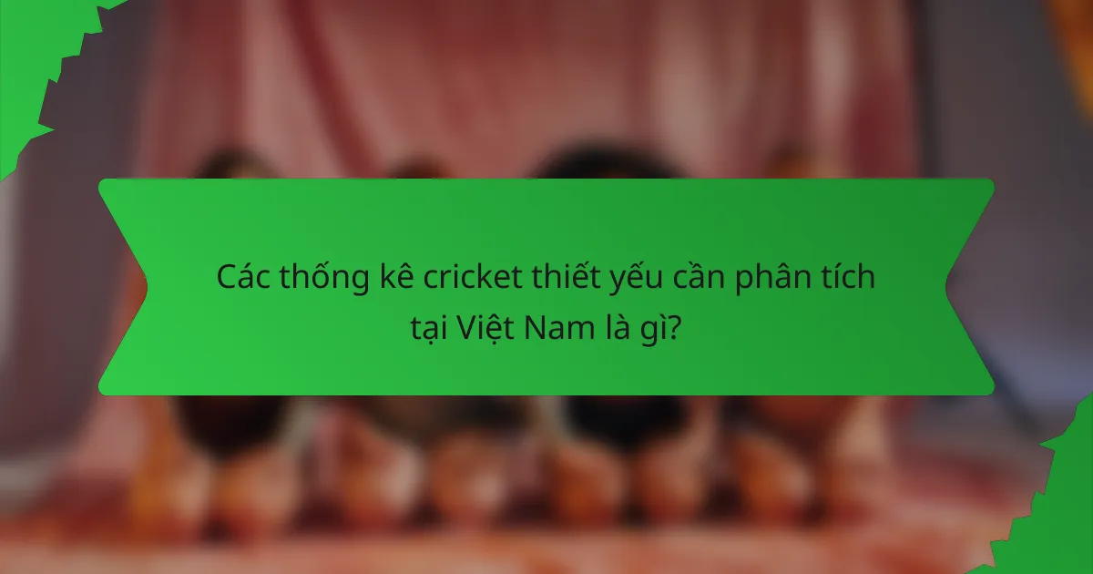Các thống kê cricket thiết yếu cần phân tích tại Việt Nam là gì?
