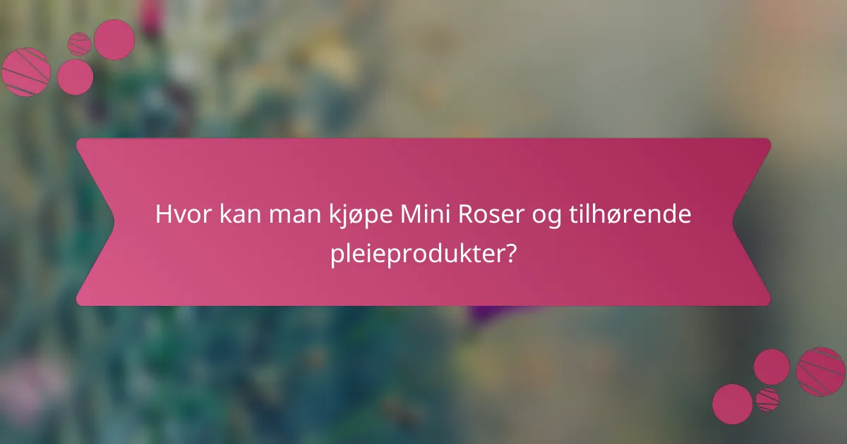 Hvor kan man kjøpe Mini Roser og tilhørende pleieprodukter?
