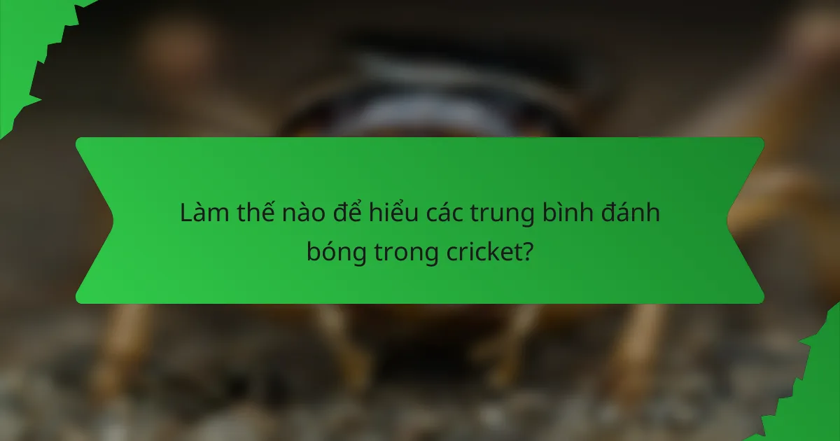 Làm thế nào để hiểu các trung bình đánh bóng trong cricket?
